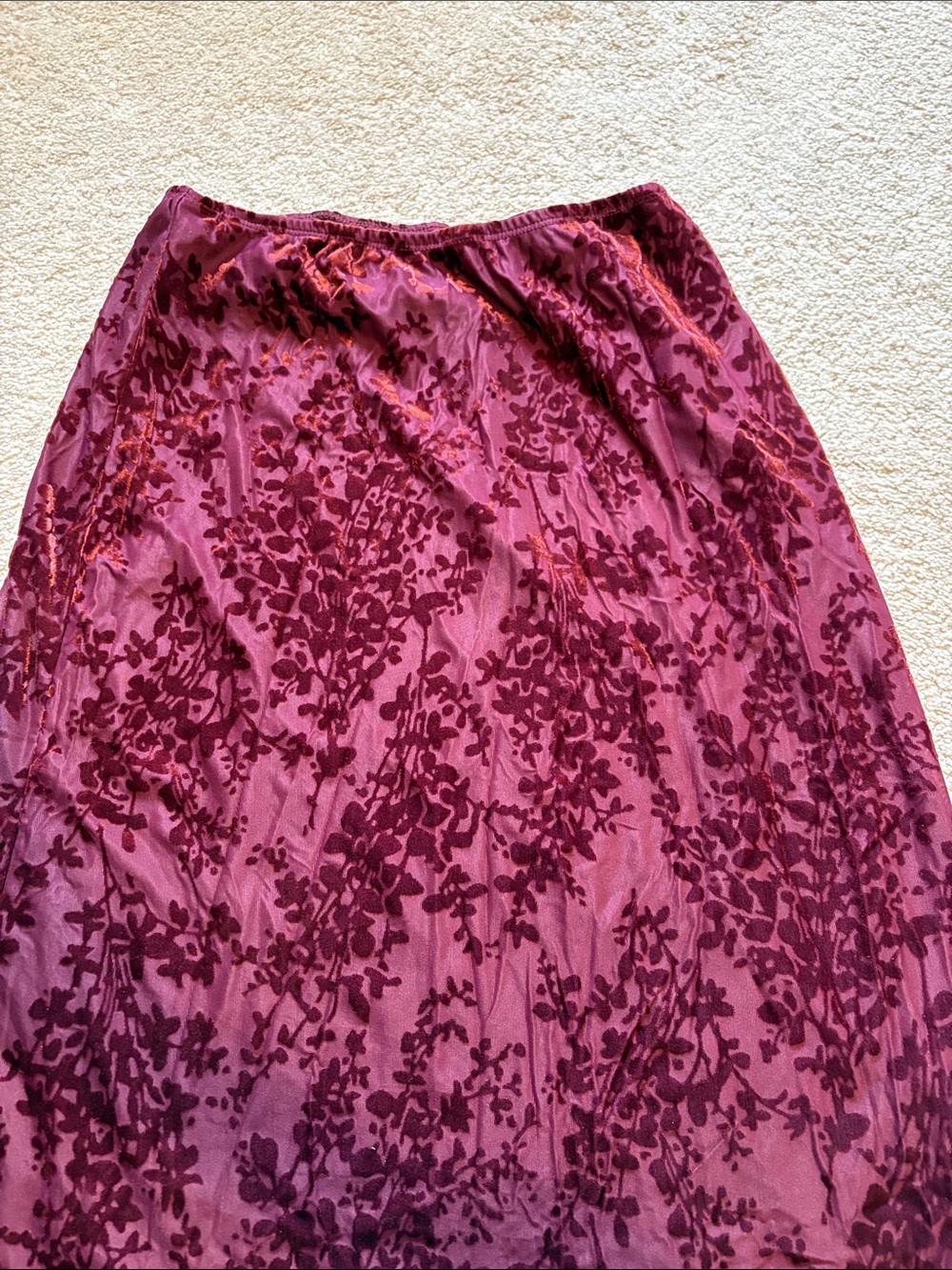 Cider Burgundy Velvet Burnout Maxi Skirt - Picture 2 of 4